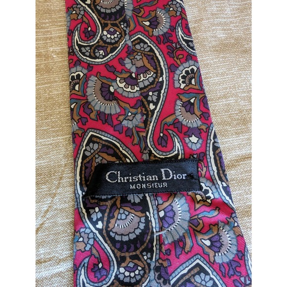 Vintage Christian Dior monsieur lot of 3 ties 2 silk 1 polyester made in USA - Picture 7 of 9
